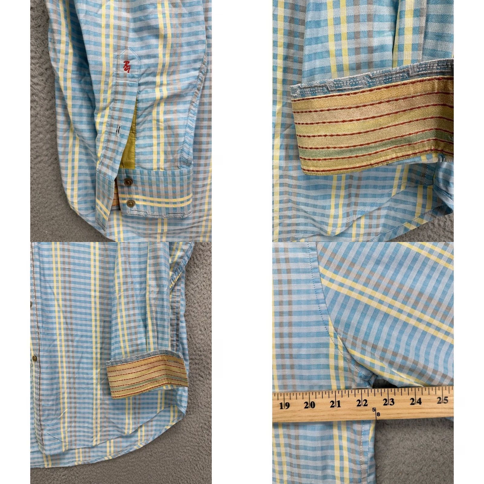 Robert Graham VINTAGE Robert Graham Shirt Adult XL Blue Yellow Plaid Long Sleeve Button Up Mens Size US XL / EU 56 / 4 - 8 Thumbnail
