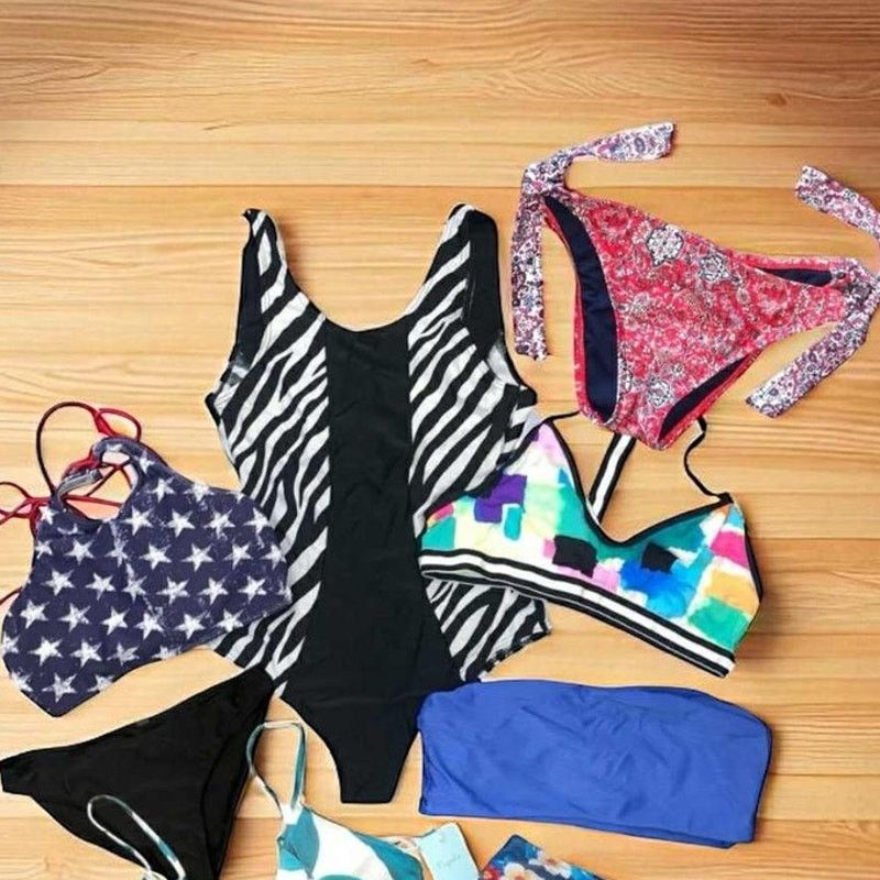 Lucky Brand 8pc Swim Bottoms/Tops Bikini New w/ Tags/Light Wear Large Size ONE SIZE - 2 Thumbnail