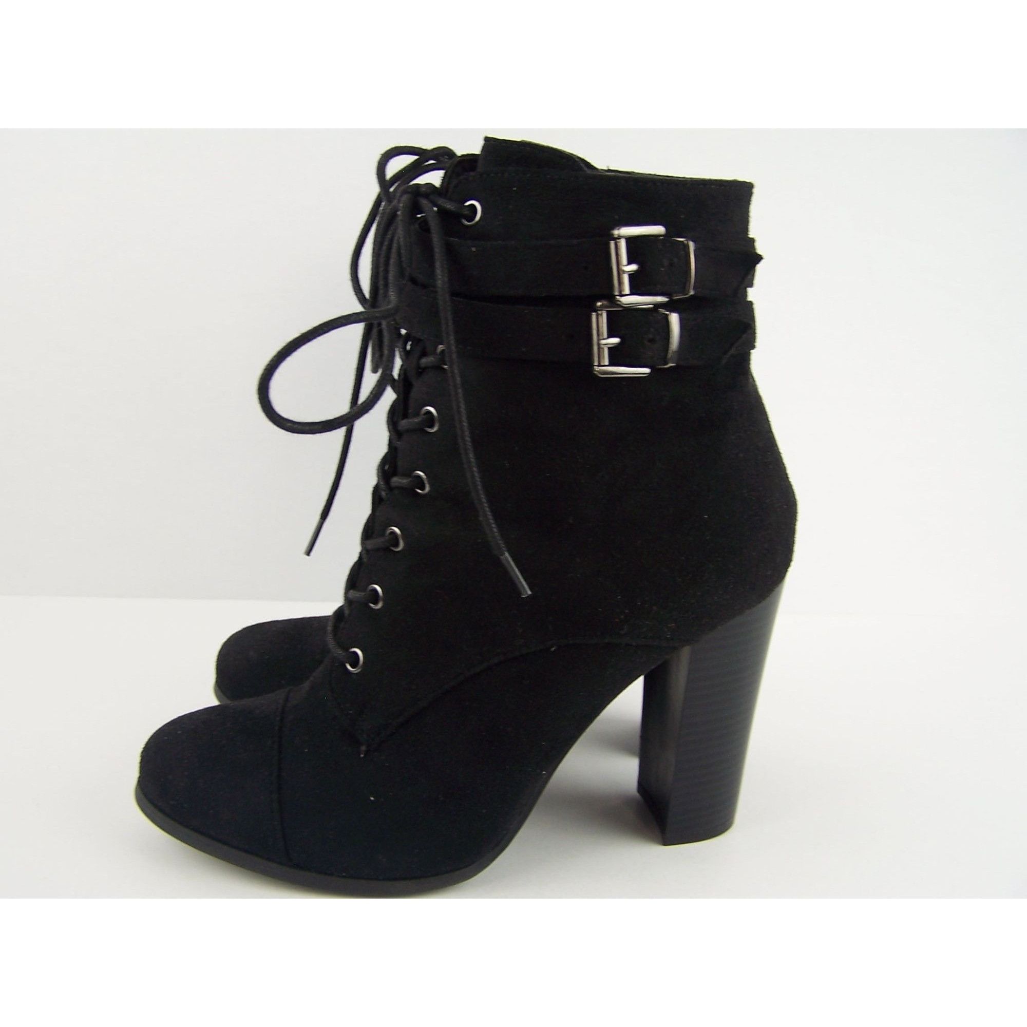 Designer Wild Diva Velvet Suede Ankle Zip/Tie Boots Size US 9 / IT 39 - 1 Thumbnail