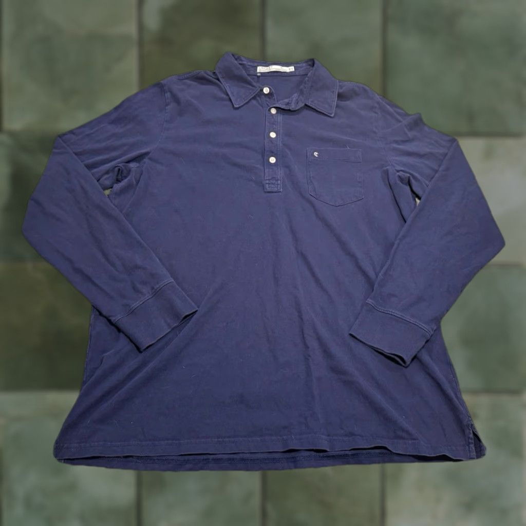 Vintage VINTAGE Criquet Men's Polo Shirt Long Sleeve Navy Blue 100% Organic Cotton XL Size US XL / EU 56 / 4 - 1 Thumbnail