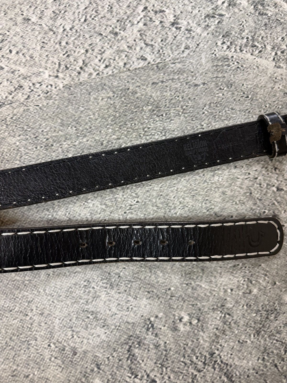 True Religion True Religion belt leather black Y2K thick stitching Size ONE SIZE - 8 Thumbnail