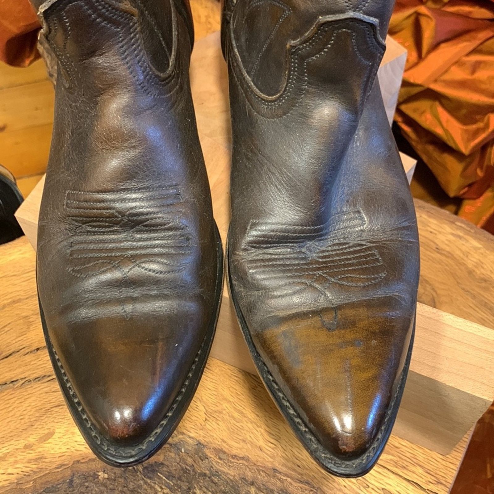 Acme Clothing Acme brown leather flame stitched Western cowboy boots Size US 9 / EU 42 - 5 Thumbnail