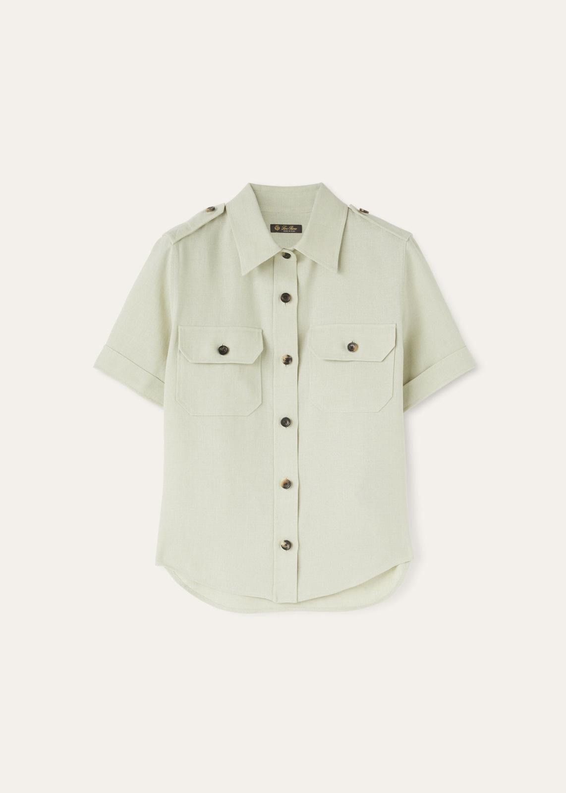 Loro Piana o1srvl11e0725 FAO3846 Annalisa Linen Shirt in Light Green Size M / US 6-8 / IT 42-44 - 1 Thumbnail