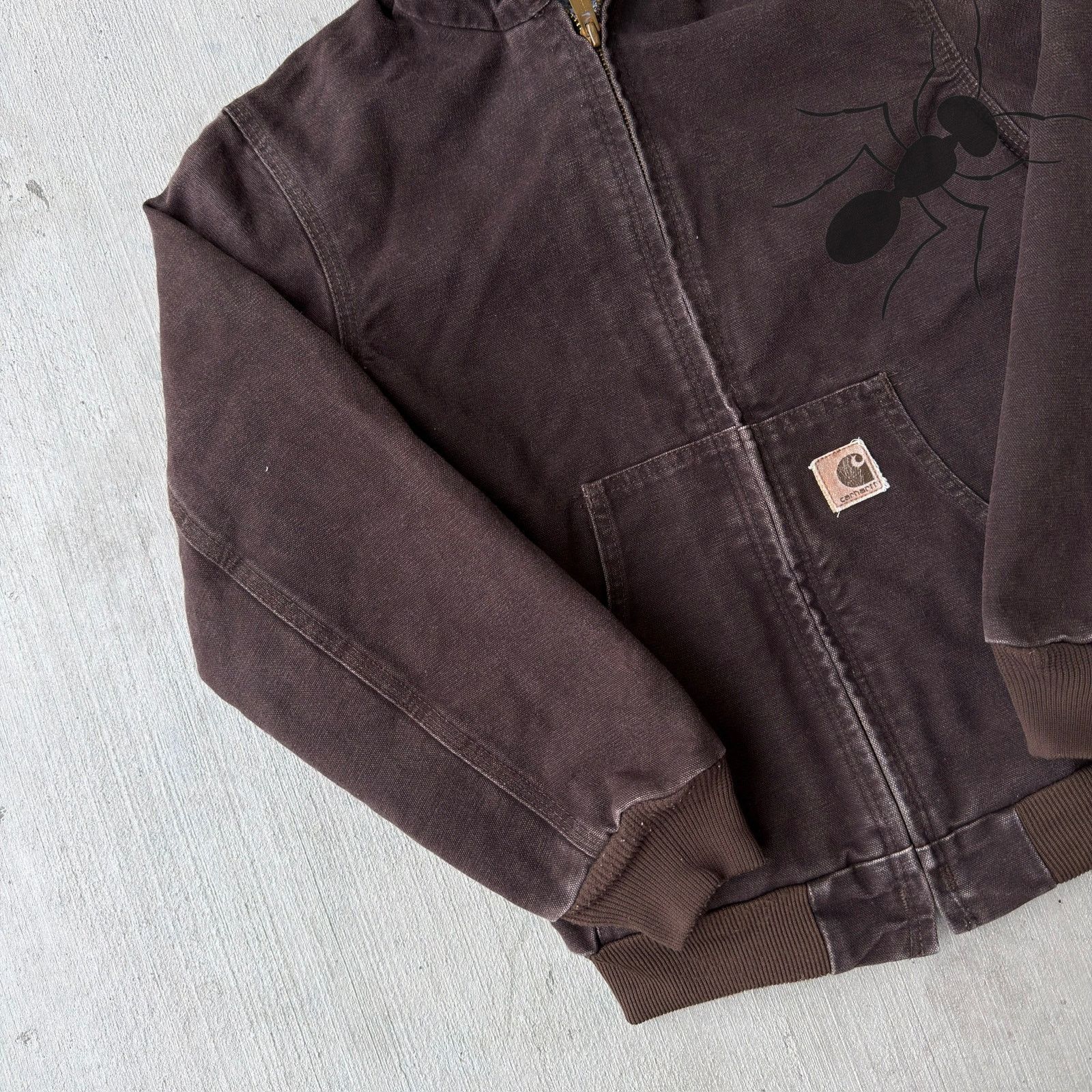 Carhartt × Vintage Carhartt YOUTH J159 DKB brown hooded work wear jacket Size US XS / EU 42 / 0 - 3 Thumbnail