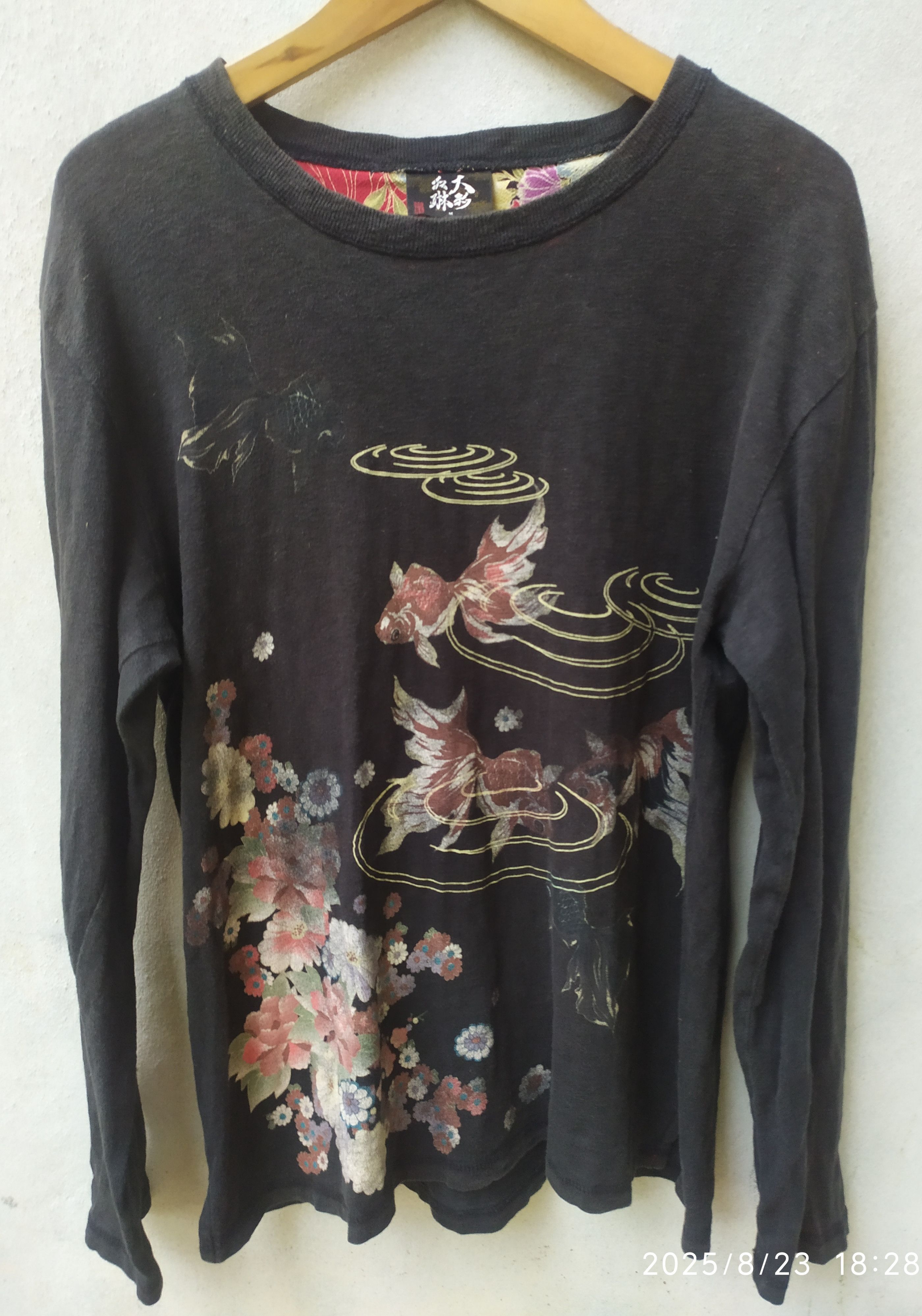 Japanese Brand Vintage Faded Sukajan Fish Floral Long Sleeve Shirt Size US M / EU 48-50 / 2 - 4 Thumbnail