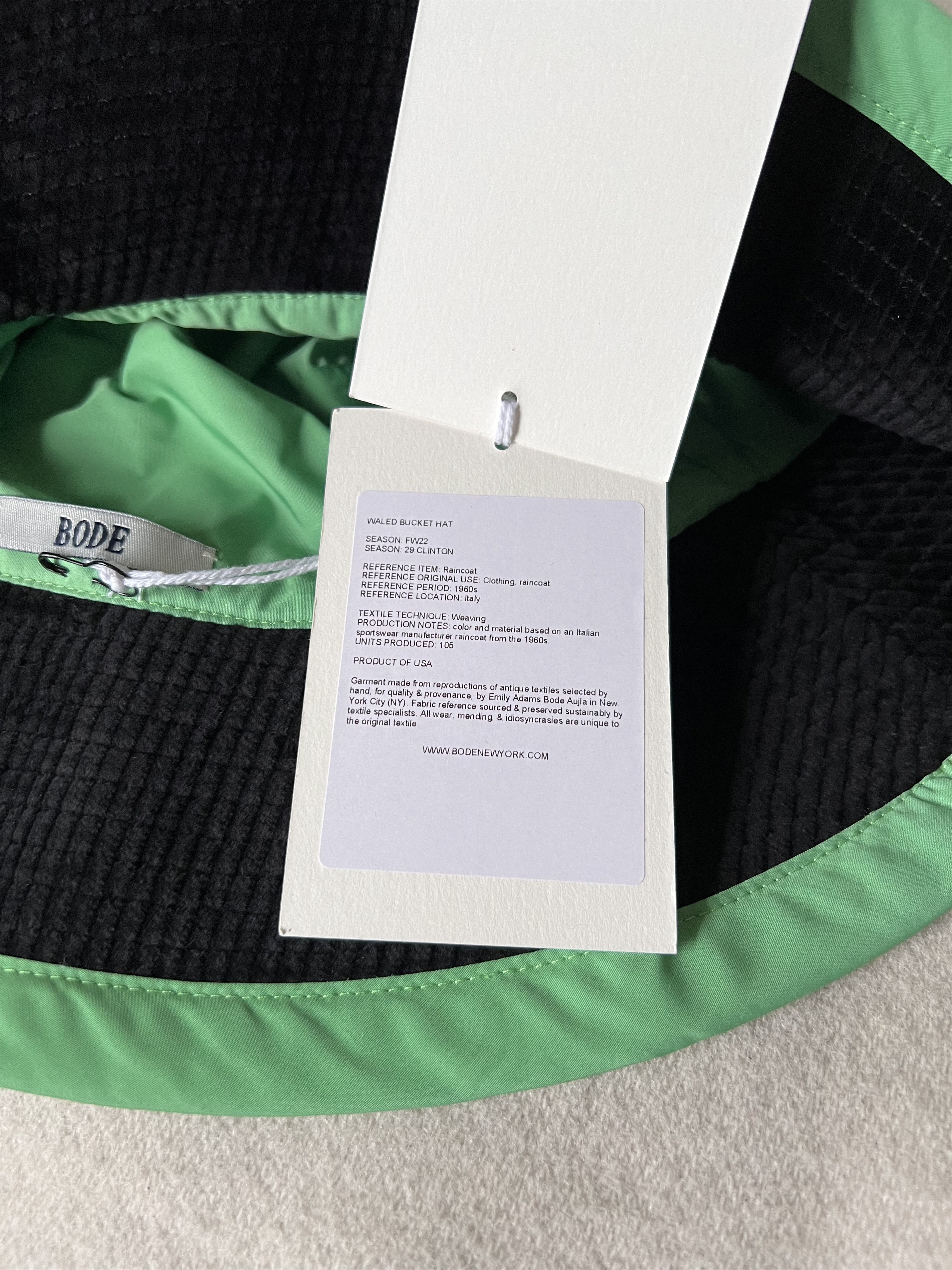 Bode Bode Waled Bucket Hat in Green Black Size ONE SIZE - 4 Thumbnail