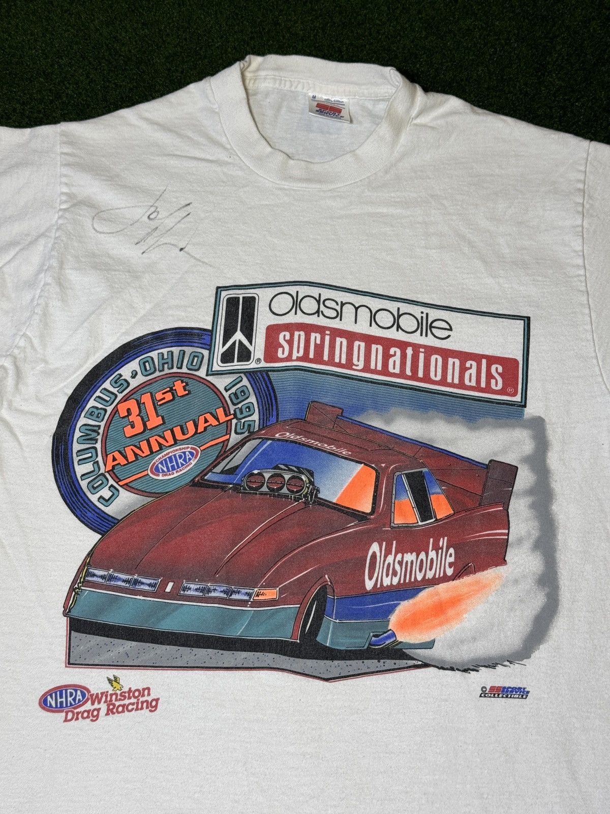 Vintage Vtg 90s Oldsmobile NHRA Columbus Ohio Drag Racing T Shirt Size US M / EU 48-50 / 2 - 2 Thumbnail