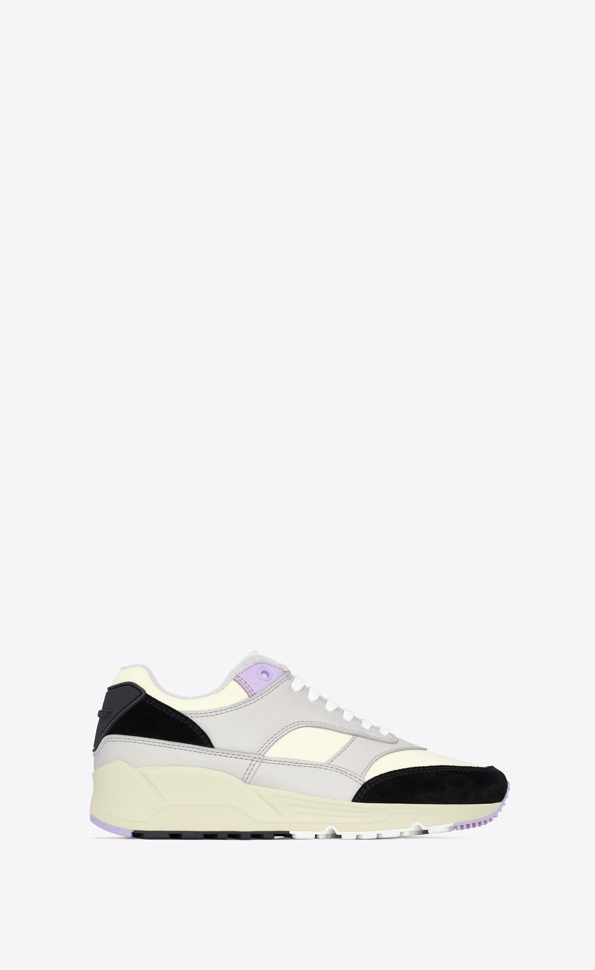 Saint Laurent Paris bump sneakers in nylon, suede and leather air grey/lavender/black and off white Size US 11 / EU 44 - 1 Thumbnail