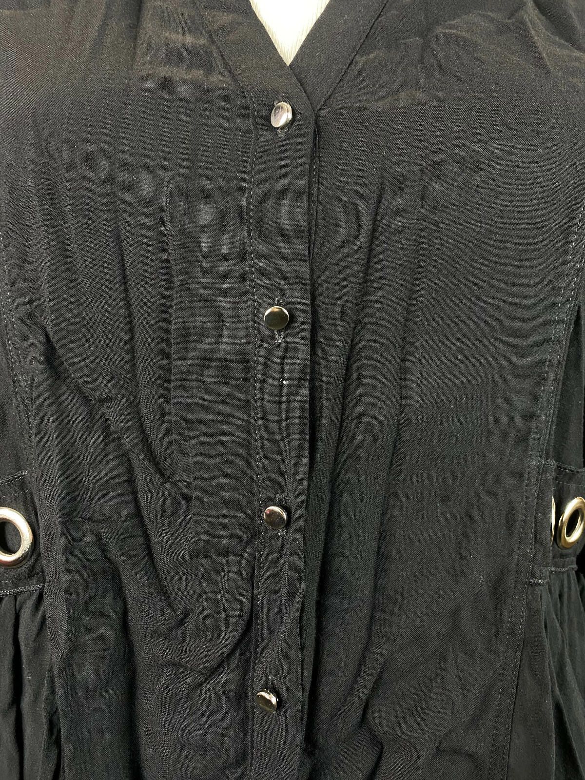 Designer Tredy Black V-Neck Button Down Tunic Dress Size 40 Size M / US 6-8 / IT 42-44 - 2 Thumbnail