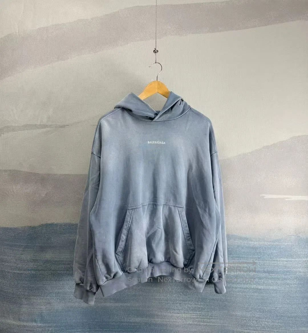 Balenciaga Balenciaga Haze Blue Oversize Letter Embroidery Hoodie. Size US M / EU 48-50 / 2 - 1 Thumbnail