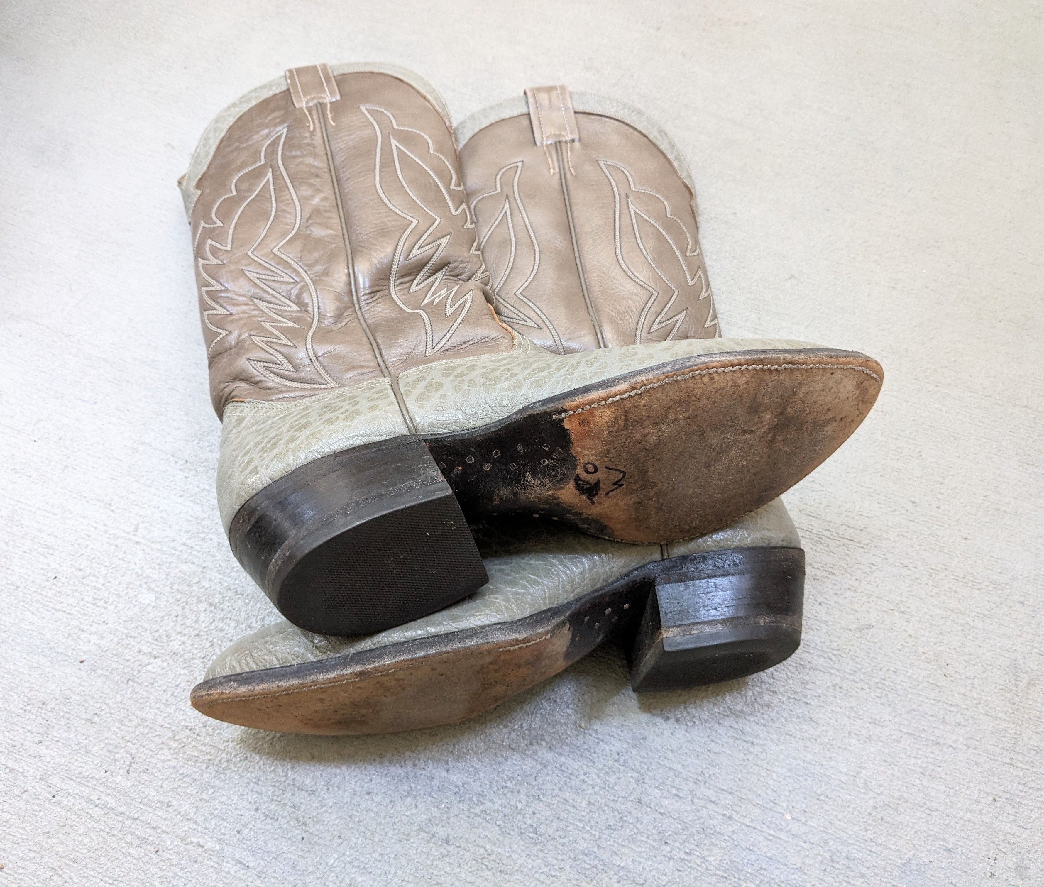 Nocona Nocona Cowboy Boots 8.5 Gray Leather Western Antelope Size US 8.5 / EU 41-42 - 15 Thumbnail