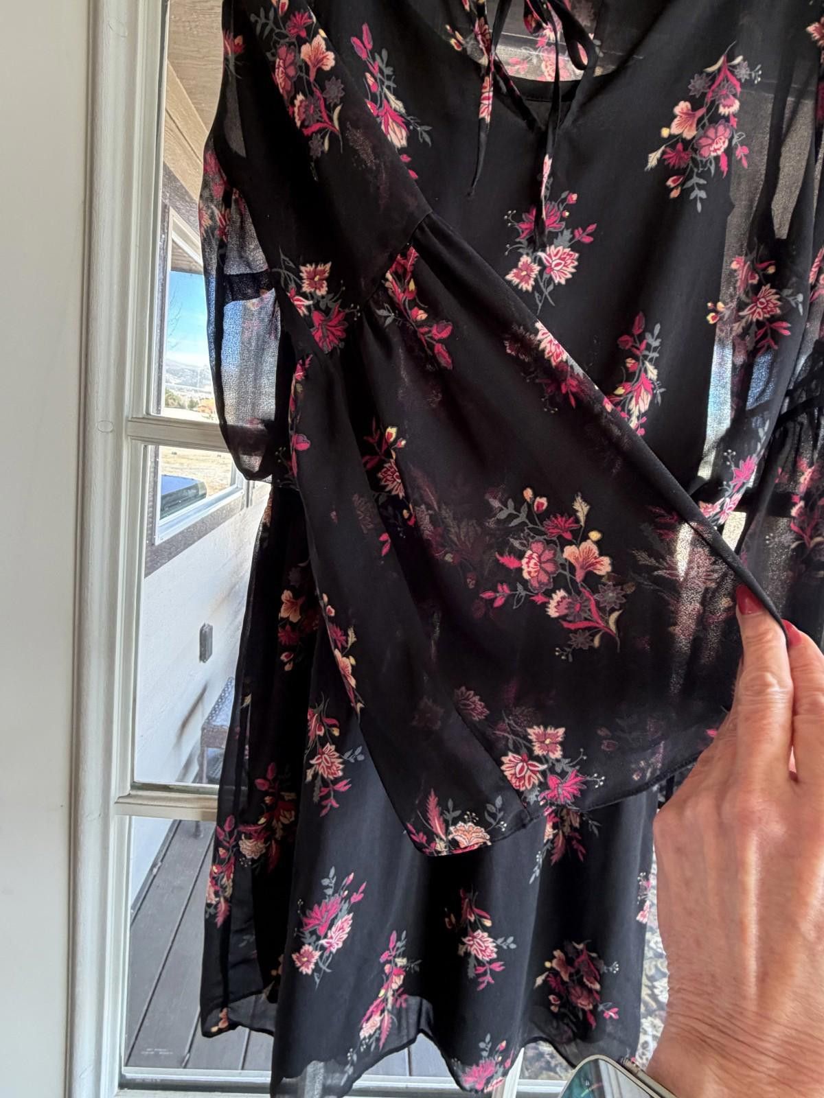 Other WHBM Boho Blouson Floral Print Flared Long Sleeve Dress Sz S Size S / US 4 / IT 40 - 7 Thumbnail