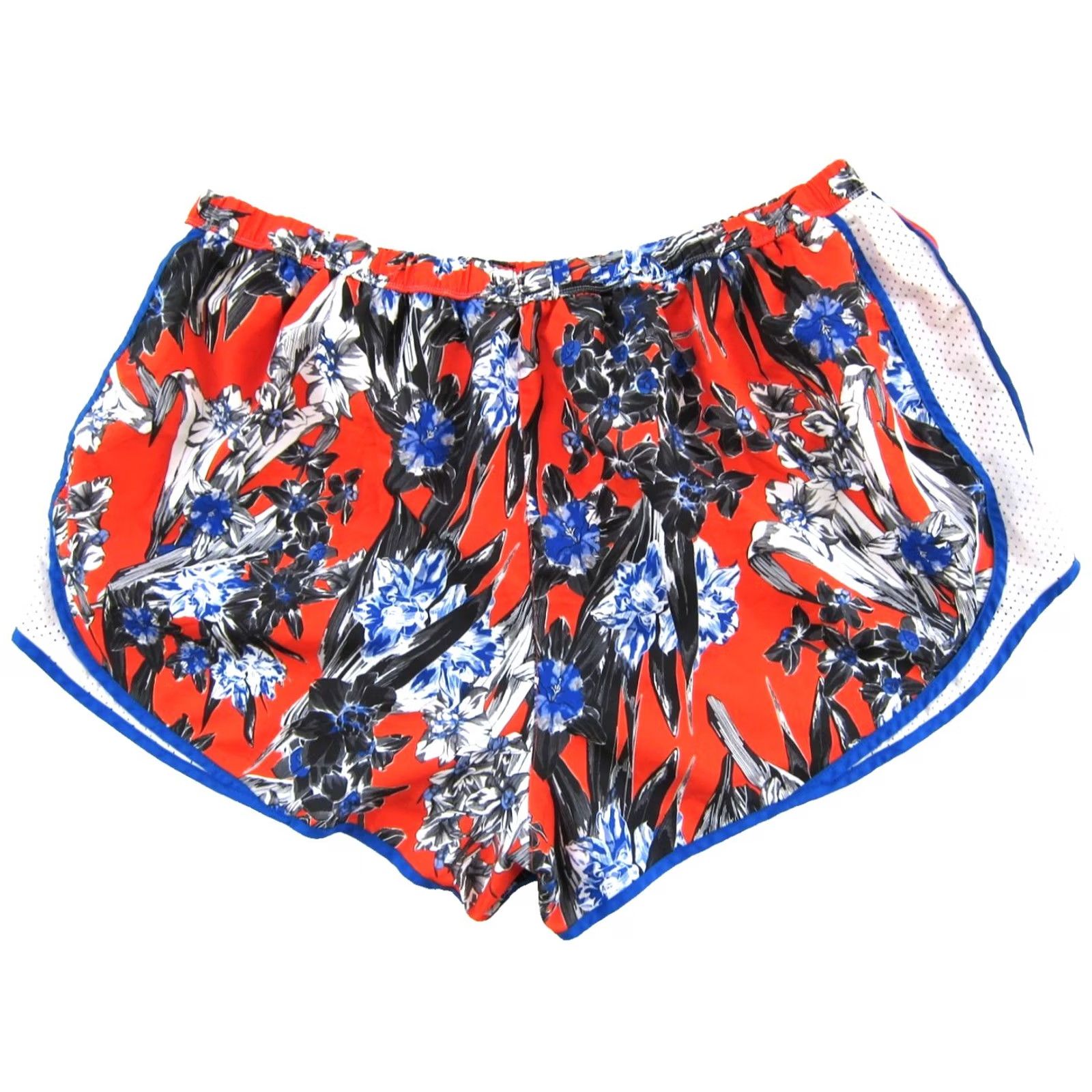 Nike Nike Red Blue White Black Floral Lined Elastic Waist Running Gym Shorts Woman 3X Size 40" / US 18 - 2 Thumbnail