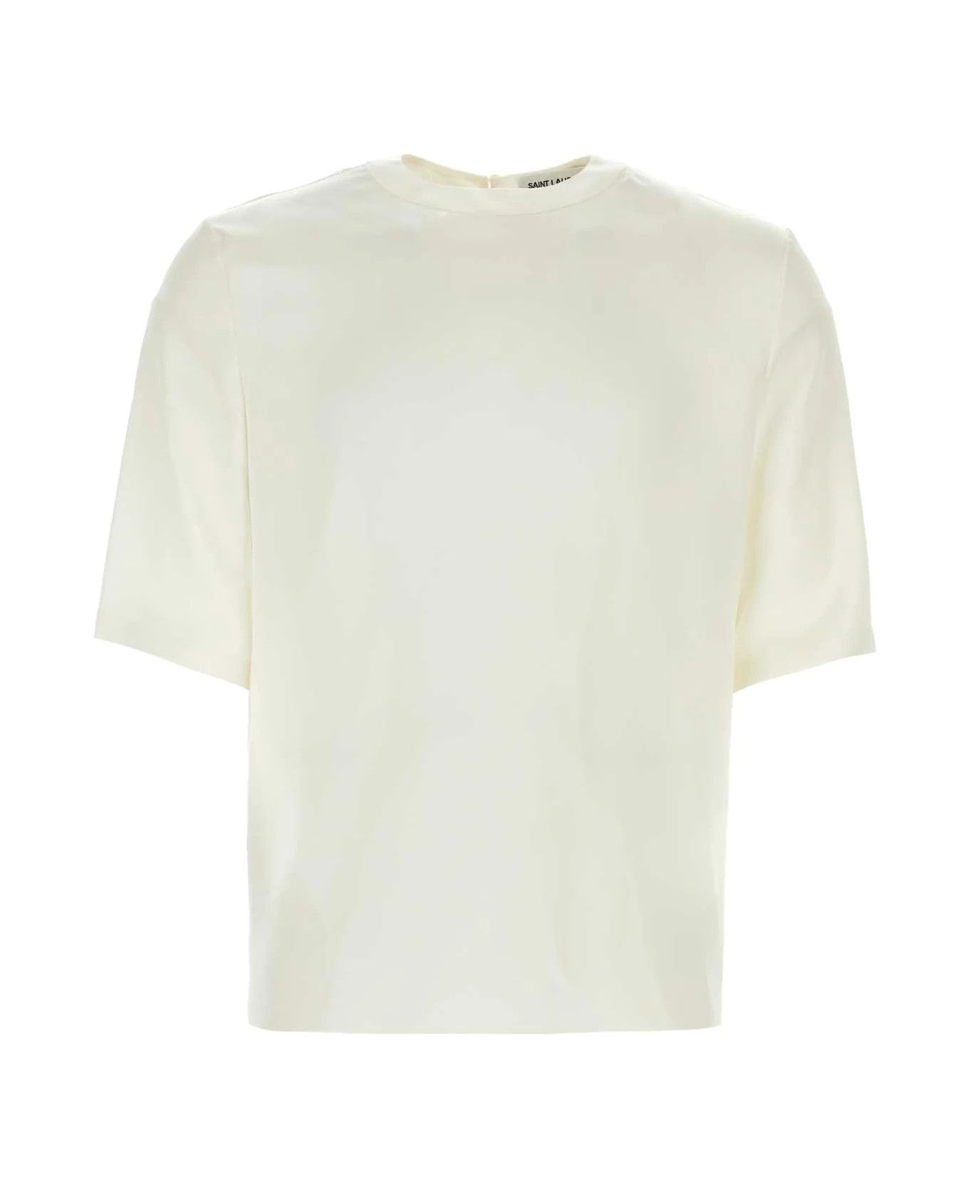Saint Laurent Paris oc11z0126 771031 T Shirt in Silk satin in White Size US L / EU 52-54 / 3 - 1 Thumbnail