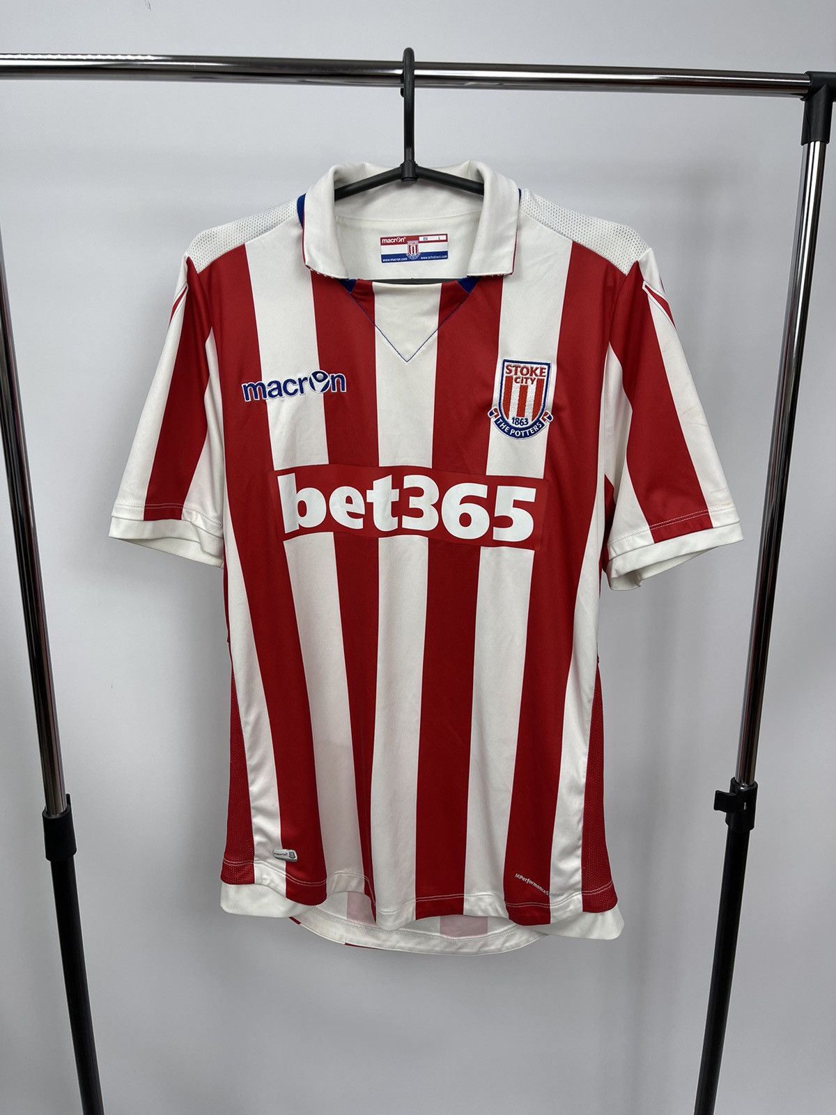 hot stoke city macron 2016/2017 football soccer home jersey l