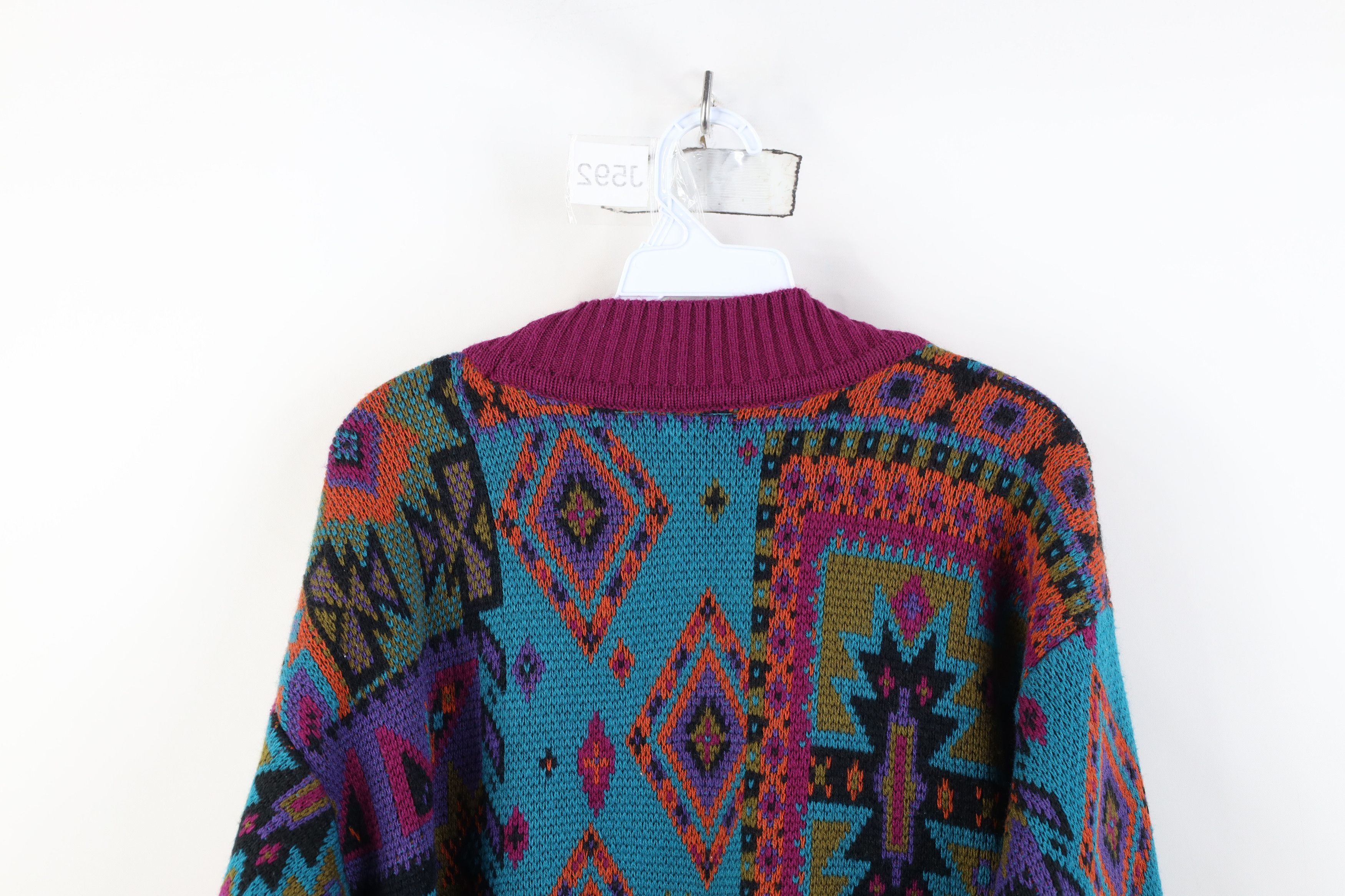 Vintage Vintage 90s Streetwear Southwestern Knit V-Neck Sweater Size L / US 10 / IT 46 - 9 Thumbnail