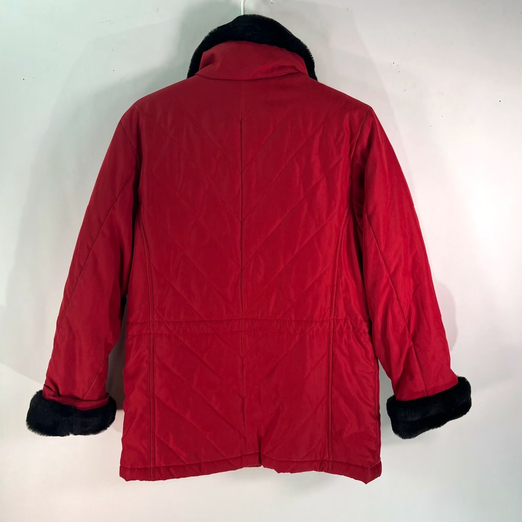 Talbots Talbot Womens Jacket Bodywarmer Faux Fur Trim Full Zip Red Winter Size Small Size S / US 4 / IT 40 - 2 Thumbnail