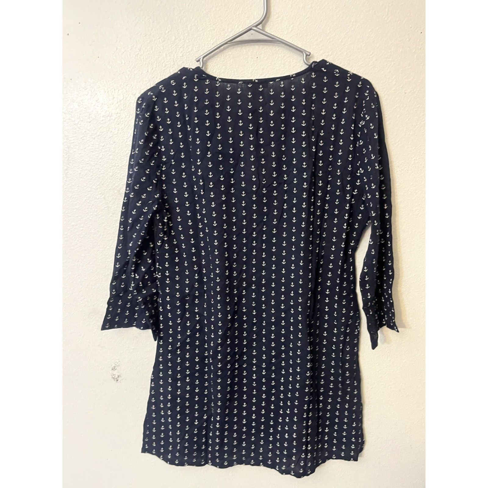 Nautica J Crew Womens Navy Blue Nautical Style Anchor Dress V-Neck Size S Size S / US 4 / IT 40 - 3 Thumbnail