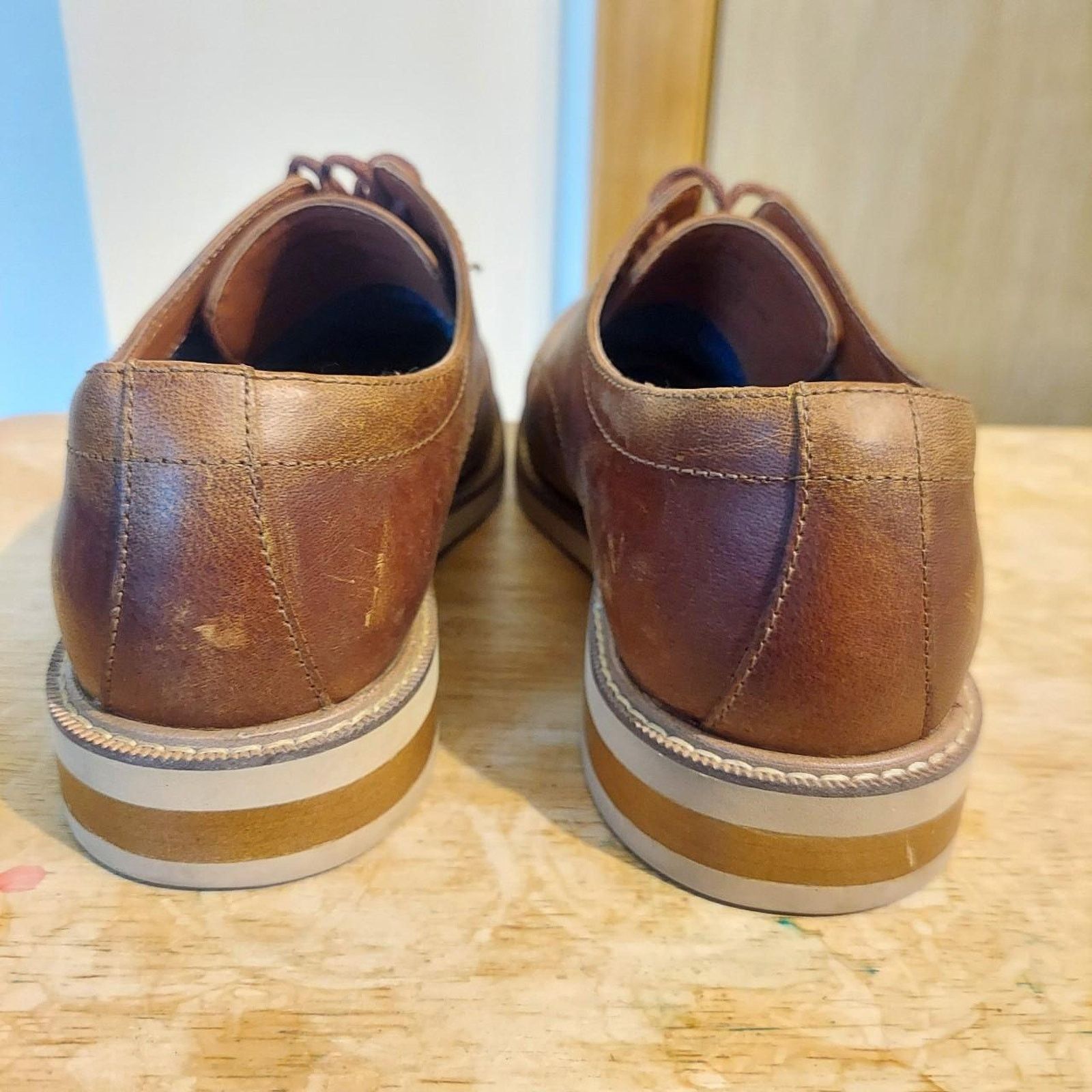 Vince Camuto Vince Camuto Tacito Men's US 9.5 W Leather Oxford Shoes EUC Size US 9.5 / EU 42-43 - 3 Thumbnail