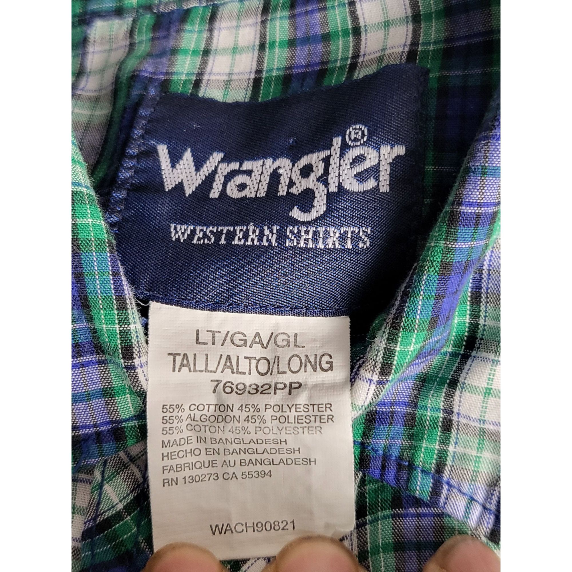 Wrangler Wrangler Pearl Snap Plaid Shirt Men Sz L Tall Long Cowboy We Size US L / EU 52-54 / 3 - 6 Thumbnail