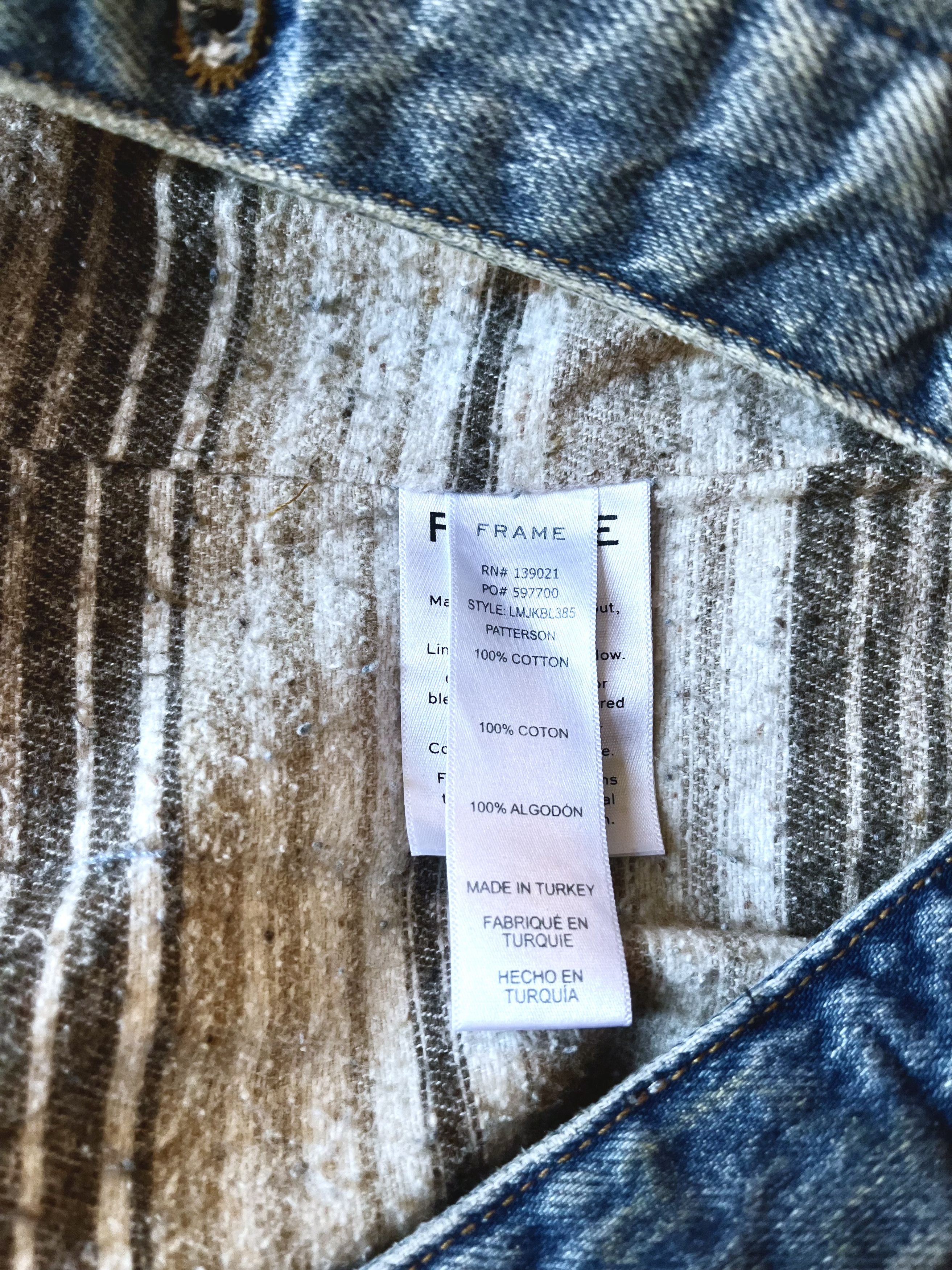 Frame Distressed Light Denim Corduroy-Trimmed Collar Jacket Size US S / EU 44-46 / 1 - 6 Thumbnail