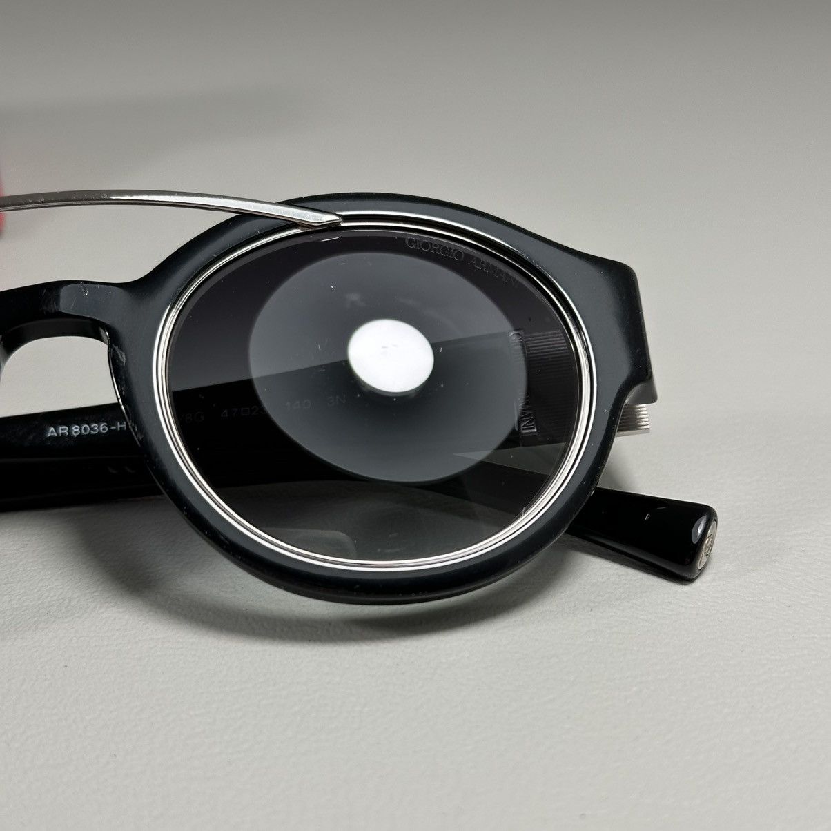Giorgio Armani Giorgio Armani Vintage AR 8036-H Oval Shape Black Sunglasses Size ONE SIZE - 8 Thumbnail