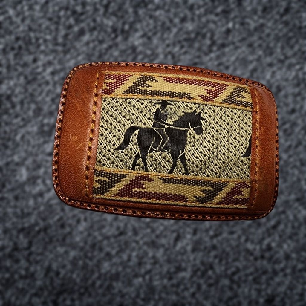 Vintage VINTAGE Leathet Horse Cowboy Belt Buckle USA Belt Buckle 1.5 in Brown Leather Western Accessories Men Size ONE SIZE - 1 Thumbnail