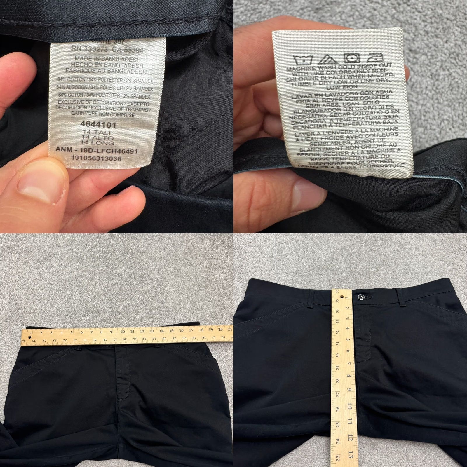 Lee Lee Regular Fit Straight Leg Pants Womens 14 Tall Black Mid Rise Cotton Polyester Spandex Chino/Twill Size 36" / US 14 / IT 50 - 8 Thumbnail