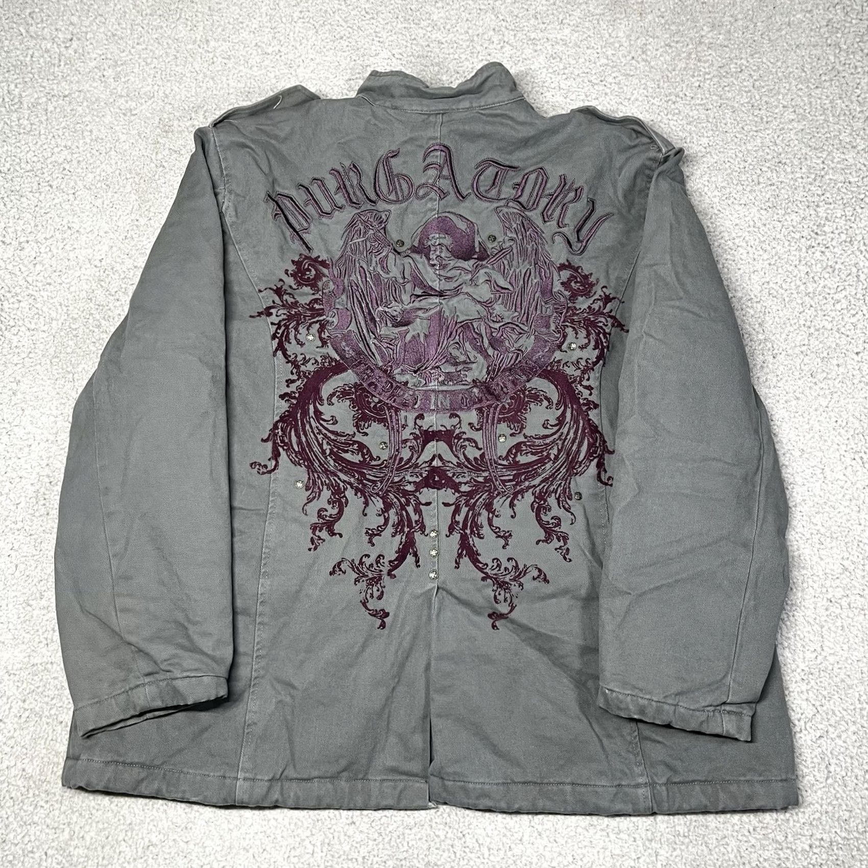 Vintage VINTAGE Blac Label Jacket Mens 3XL Gray Y2K Embroidered Grunge Military Coat Goth Shirt? Size US XXL / EU 58 / 5 - 3 Thumbnail