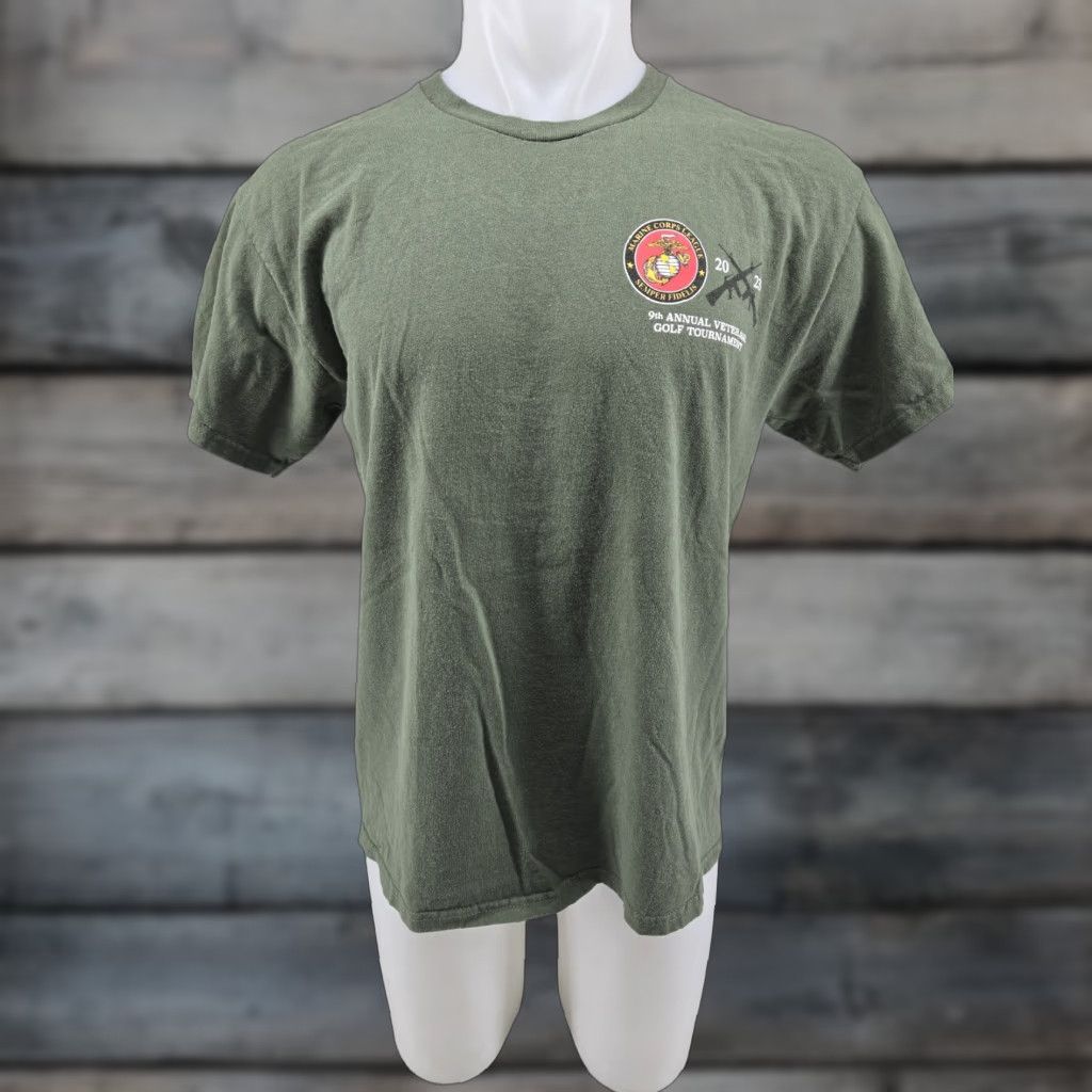 Gildan VINTAGE? No — 9th Veteran Golf Tournament Shirt Men Large Green 2023 Marine Corps League Shirt Polo Mens Golf 2023 Green L Size US L / EU 52-54 / 3 - 1 Thumbnail