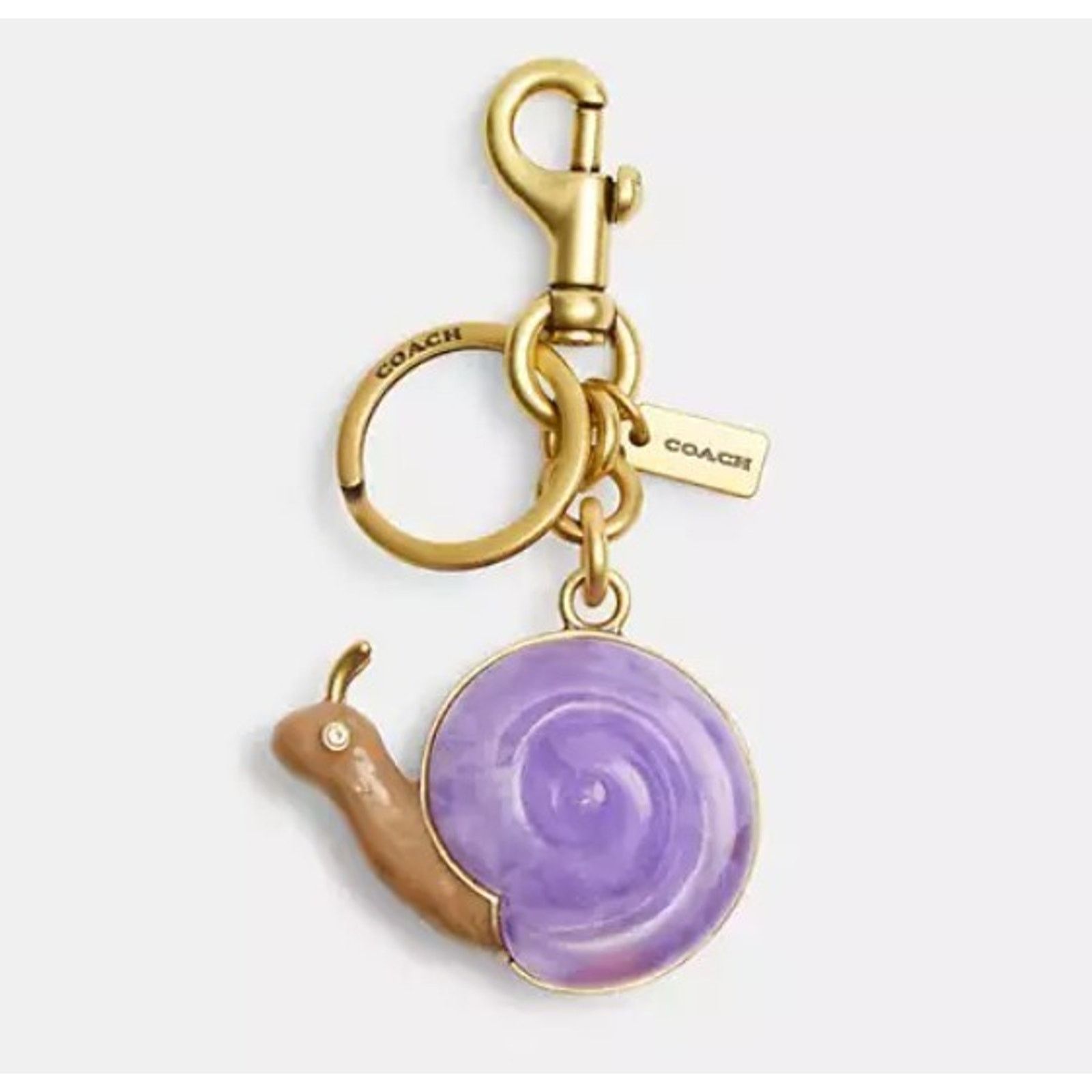 Coach Coach Retail Snail Bag Charm With Key Ring Brass/Purple Size ONE SIZE - 1 Thumbnail