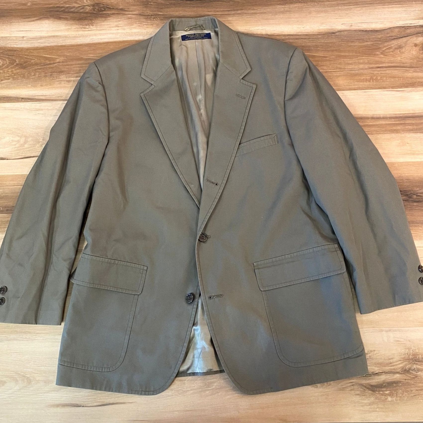 Brooks Brothers VINTAGE Brooks Brothers Blazer Mens 45R Olive Green USA Cotton Union 3 roll 2 Size 48R - 3 Thumbnail