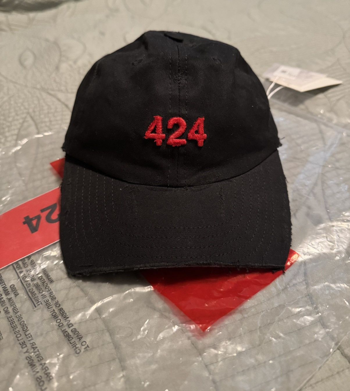 424 424 DISTRESSED BASEBALL CAP IN BLACK WASH Size ONE SIZE - 3 Thumbnail