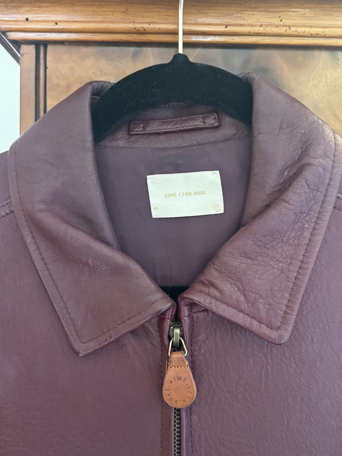 Aime Leon Dore Aime Leon Dore Burgundy Leather Jacket with Back Embroidery Size US M / EU 48-50 / 2 - 8 Thumbnail