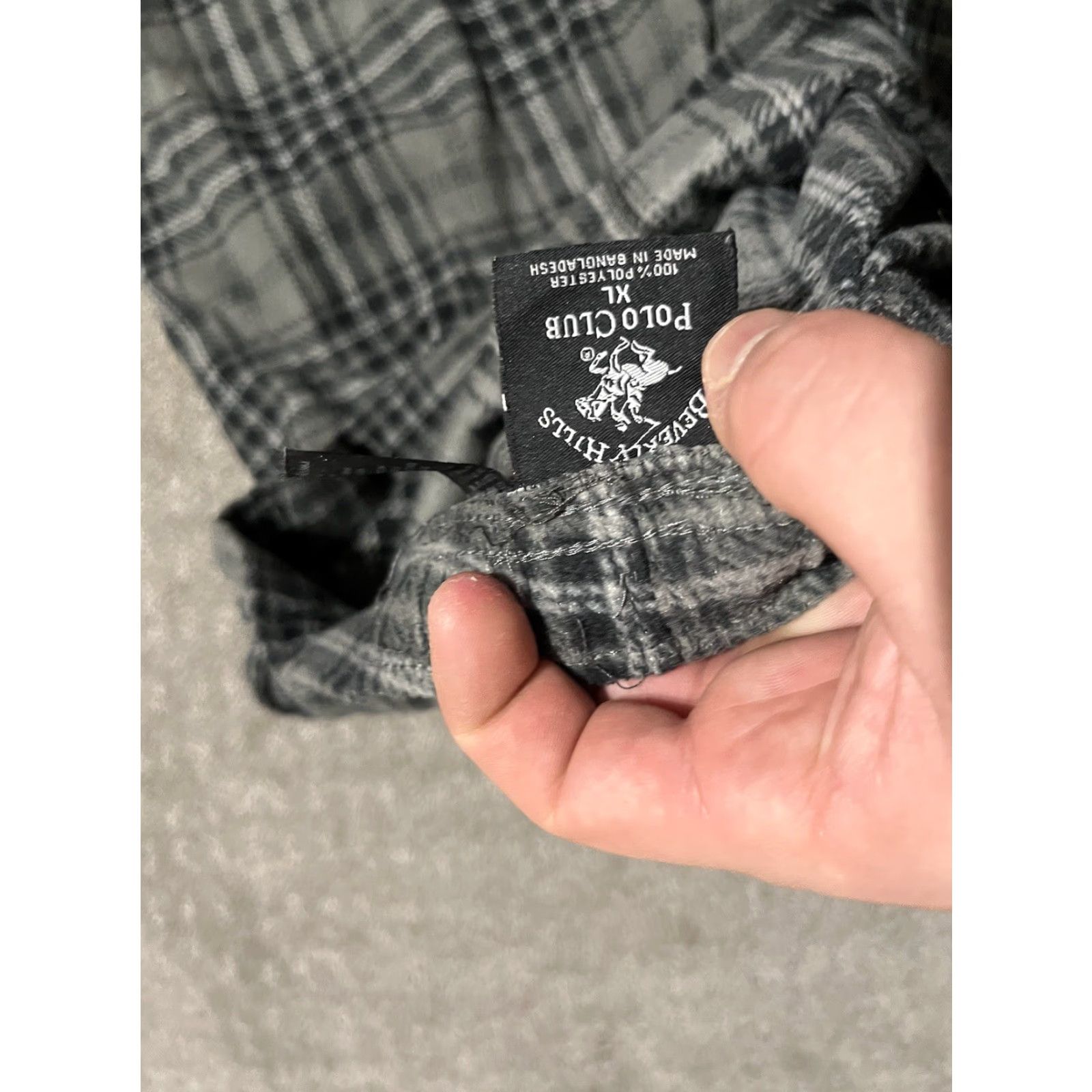 Beverly Hills Polo Club VINTAGE Beverly Hills Polo Club Pajama Pants Men XL Gray Plaid Fleece Knit Polyester Drawstring Size US XL / EU 56 / 4 - 5 Thumbnail
