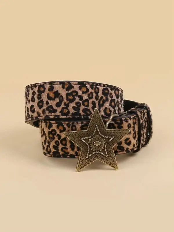 Japanese Brand Leopard Pattern PU Leather Belt Size ONE SIZE - 4 Thumbnail