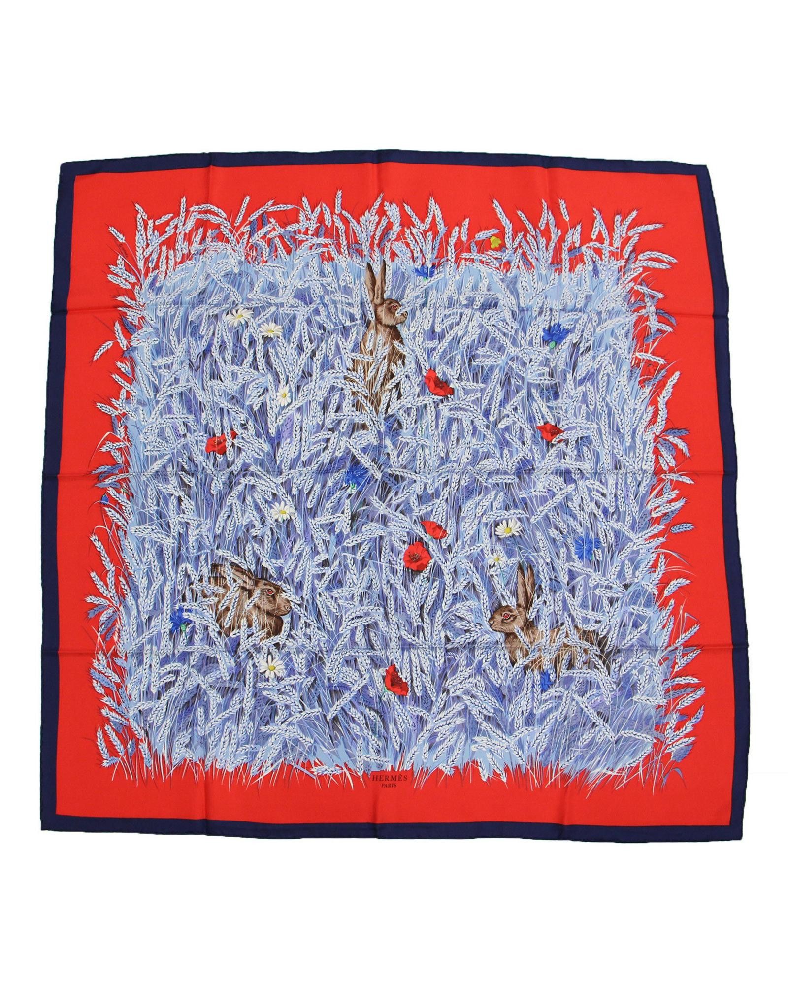 image of Hermes Luxurious Silk Scarf With Timeless Design in Red, Women's