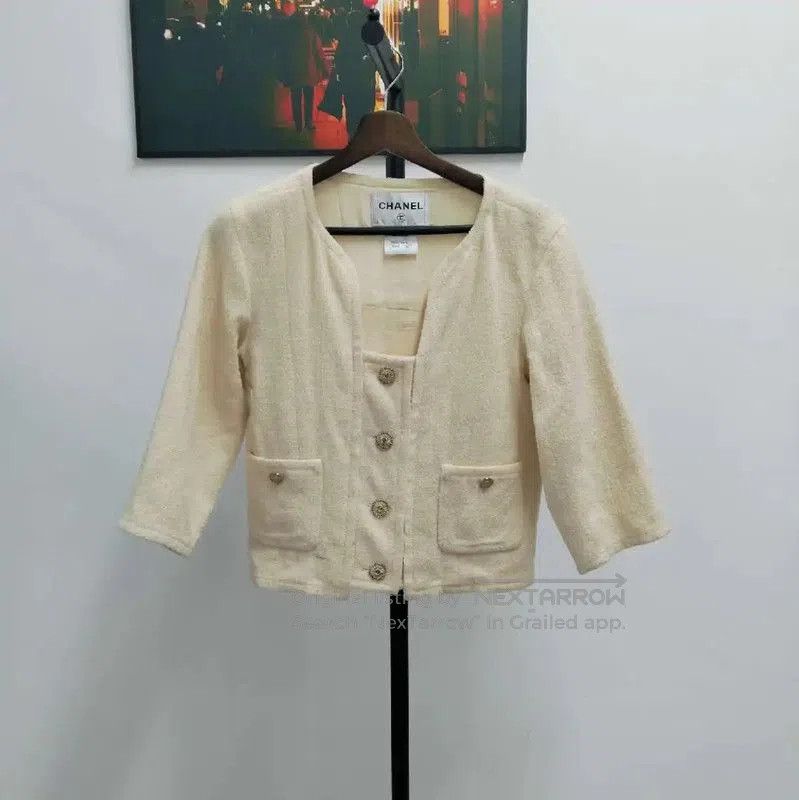 Chanel Chanel Yellow Cotton Blend Women's Cardigan . Size XXS / US 00 / IT 34 - 1 Thumbnail