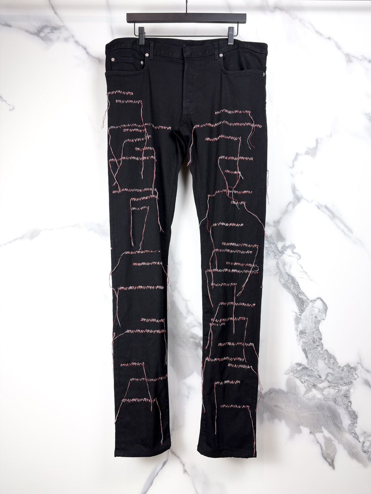 Dior × Kris Van Assche Dior Homme SS17 Red Stitch Punk Jeans | Grailed