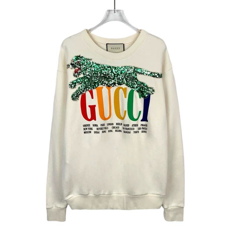 Gucci Gucci Beige logo sequin round-neck cotton long-sleeved swea Size US XS / EU 42 / 0 - 1 Thumbnail