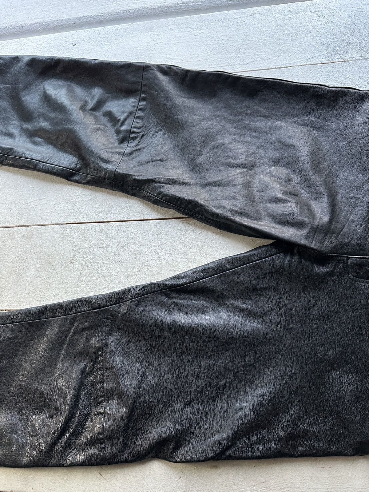 Leather 🚨GRAIL LEATHER PANTS RACING VNTG Cowboy Biker Leather Pants Size US 30 / EU 46 - 4 Thumbnail