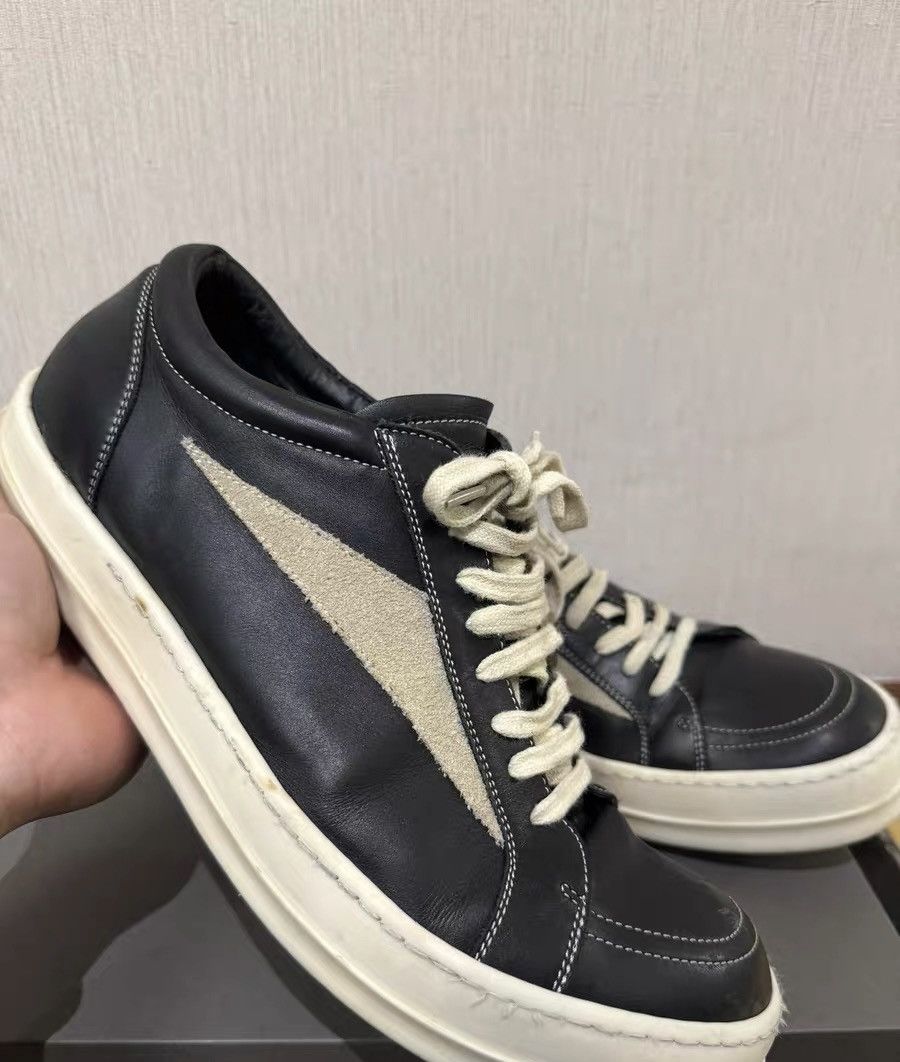 Rick Owens Rick Owens RO Mainline Black &White Leather Low-Top Sneakers Size US 11 / EU 44 - 2 Thumbnail