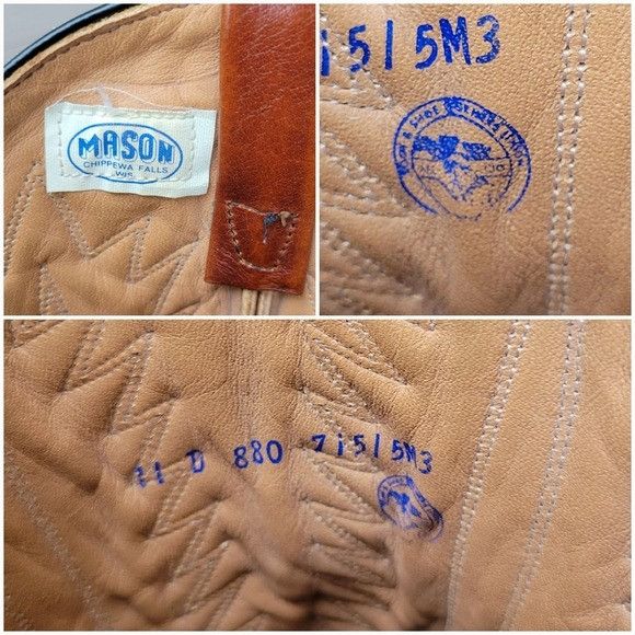 Mason's Vintage 60s Mason Shoes Brown Leather Western Cowboy Motorcy Size US 11 / EU 44 - 7 Thumbnail