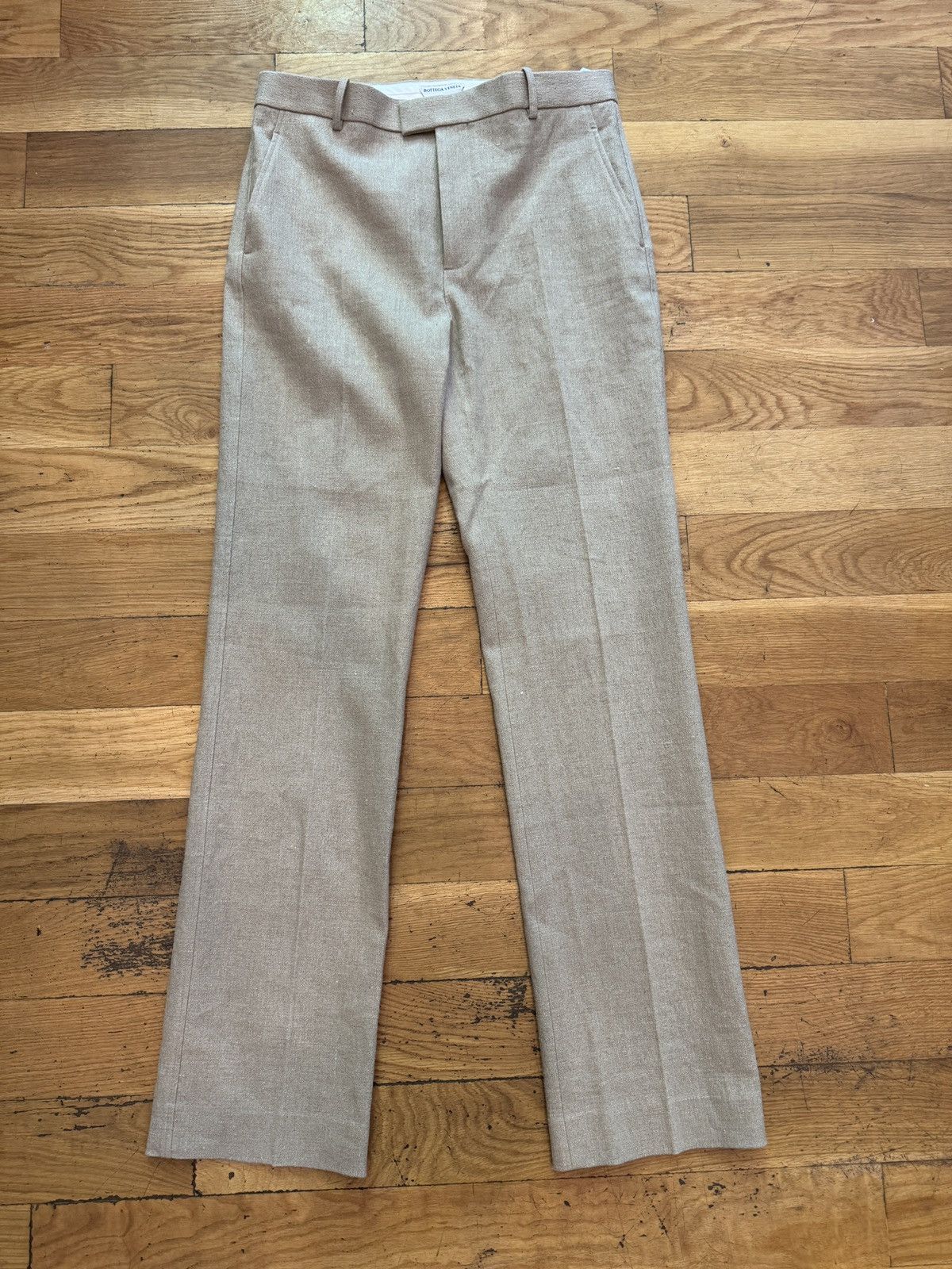 image of Bottega Veneta Linen Trousers in Tan, Men's (Size 34)