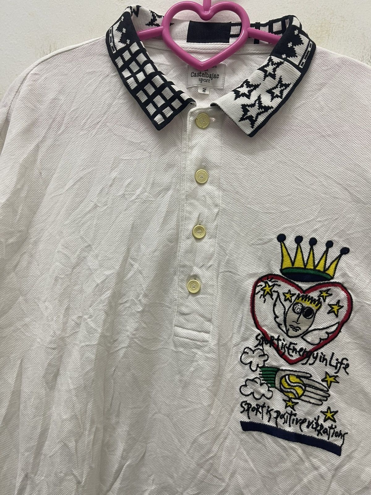 Jean Charles De Castelbajac Rare Vintage JEAN CHARLES DE CASTELBAJAC White Polo Size US M / EU 48-50 / 2 - 2 Thumbnail