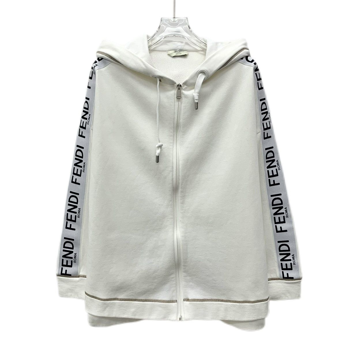 Fendi Fendi White Side Logo Cotton Hooded Zip Up Jacket K26WX Size XS / US 0-2 / IT 36-38 - 1 Thumbnail