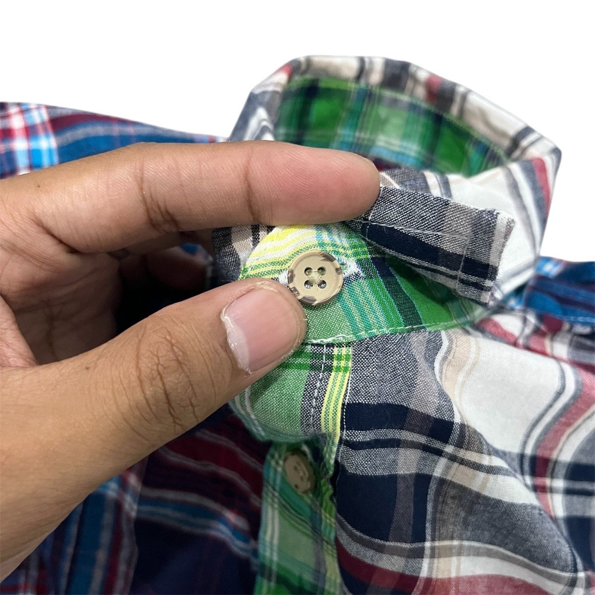 Japanese Brand 🍄Splendid Satisfaction Short Madras Check Multi Panel Size US XL / EU 56 / 4 - 5 Thumbnail