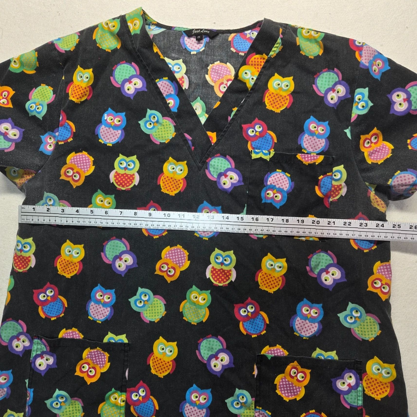 Vintage Nurses Shirt 2X Unisex Black Owl Print Scrub Top Short Sleeve Pediatrican Size US XXL / EU 58 / 5 - 5 Thumbnail