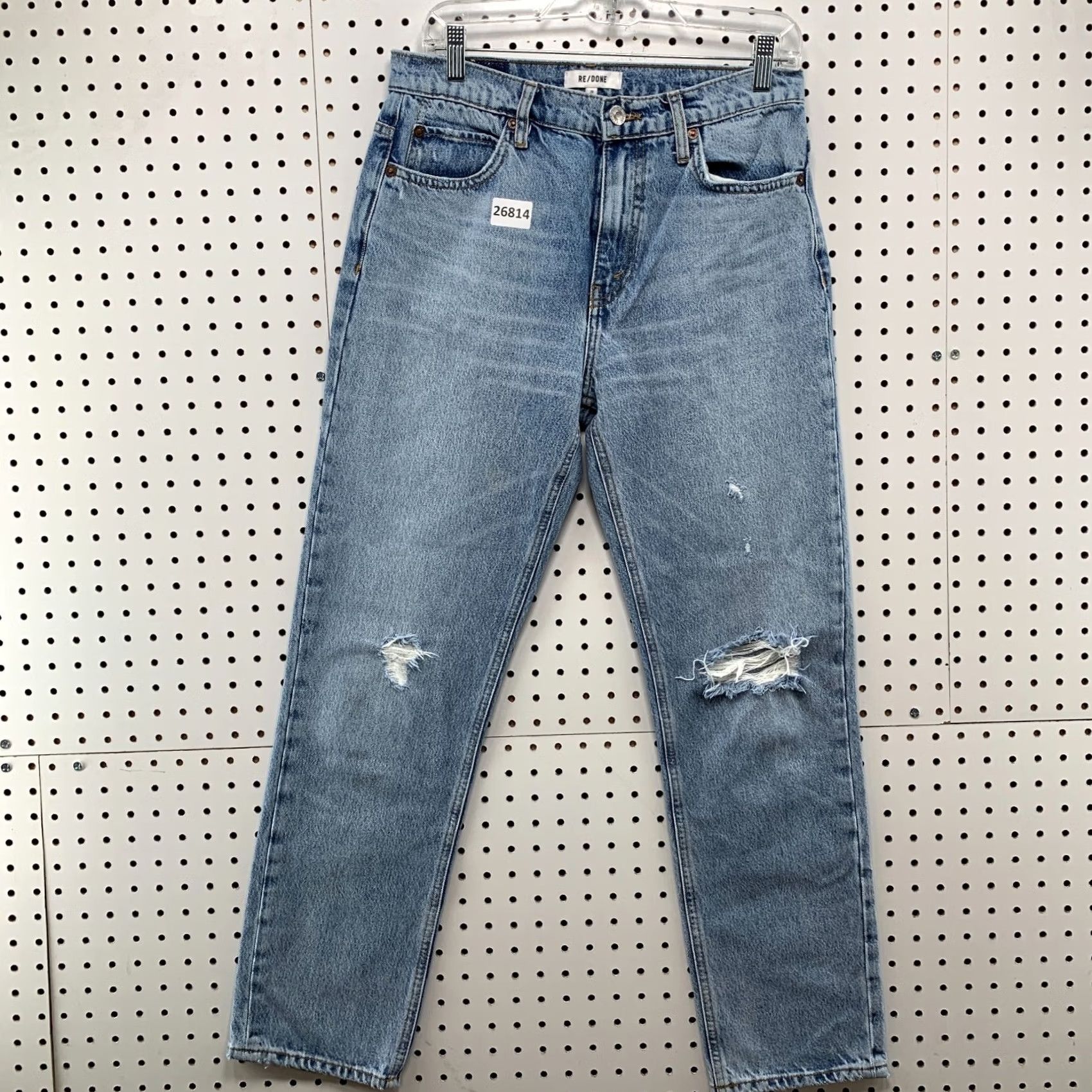 RE/DONE RE/DONE Blue Denim Jeans 70's Straight Fit Womens Size 29 Light Wash 30x28.5 Jeans Size 29" - 2 Thumbnail