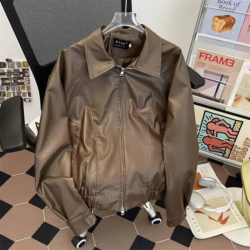 Vintage Brown Faux Leather Jacket Size US M / EU 48-50 / 2 - 1 Thumbnail